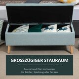  Tapecirana klupa za odlaganje izgled lana drvene noge 110x39x45 cm svijetlozelena | shoptok.hr