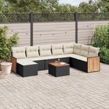 vidaXL 9-dijelni set vrtnih sofa s jastucima crni od poliratana | shoptok.hr
