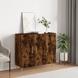 vidaXL Komoda dimljeni hrast 90x34x80 cm konstruiran les | Shoptok.si