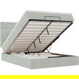  Otomanski posteljni okvir z vzmetnicami siv 140x190cm žamet | Shoptok.si