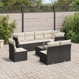 vidaXL 9-dijelni set vrtnih sofa s jastucima crni od poliratana | shoptok.hr