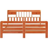 vidaXL Knjižna postelja brez vzmetnice vošč. rjava 180x200 cm borovina | Shoptok.si