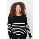 Trendyol Curve Black Striped Crewneck Knitwear Sweater
