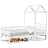 vidaXL Dnevna postelja s streho bela 90x200 cm trdna borovina Cene