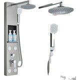 Oem Sprchový panel s batériou, masážny jet, dažďová sprcha - niklový-F-7001, (5000141723) Cene