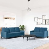 vidaXL 2-dijelni set sofa s jastucima plavi baršunasti | shoptok.hr