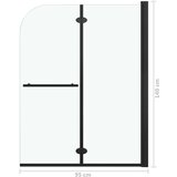 vidaXL Sklopiva vrata za tuš-kabinu s 2 ploče ESG 95 x 140 cm crna | shoptok.hr