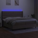  box spring s madracem LED smeđesivi 200x200 cm tkanina | shoptok.hr