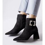 Gemre Black block-heeled ankle boots with rhinestones Alfero | ePonuda.com