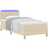 vidaXL Postelja s škatlo z vzmetnico in LED Krem 90x190 cm Tkanina, (22082882) | Shoptok.si