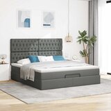  Otomanski krevet s madracem i LED tamnosivi 160x200cm tkanine | shoptok.hr