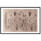  Plakat Field Flowers - black plants on a lime wash background 90x60 Crni okvir s margom | shoptok.hr