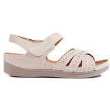 Shelvt Women's beige Velcro sandals | Shoptok.si