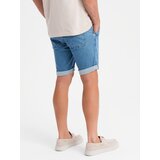 Ombre Men's denim shorts with rolled up leg - light blue | shoptok.hr