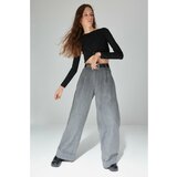 Trendyol limited edition anthracite high waist trousers Cene