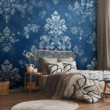  Foto tapeta - Retro Ornament Decorative Motif in Worn Blues 150x105 Premium | shoptok.hr
