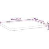 Stolna ploča 80 x 60 x 4 cm pravokutna od masivnog drva bagrema | shoptok.hr