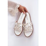 Boto Embellished Flat Women's Slippers White Adivrae | Shoptok.si