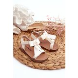 Kesi Patent leather children's sandals with Velcro bow, light beige Joratia | Shoptok.si