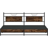 Metalni Kovinski posteljni okvir brez vzmetnice dimljen hrast 200x200cm, (21792961) | Shoptok.si