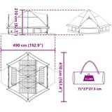  Teepee šator s krovom Siva i narančasta 490 x 410 x 210 cm | shoptok.hr