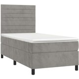  Krevet box spring s madracem LED svjetlosivi 80x200 cm baršun | shoptok.hr