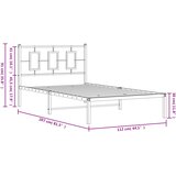  Metalni okvir za krevet s uzglavljem crni 107x203 cm | shoptok.hr