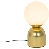 QAZQA Hotelska elegantna namizna svetilka zlata z opalnim steklom - Pallon Trend