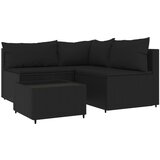The Living Store Vrtna sedežna garnitura 4-delna z blazinami črn poli ratan - Vrtna Sedežna Garnitura, (21459483) | Shoptok.si