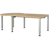 mauser Pravokotna miza, ŠxG 1600 x 900 mm, podnožje v obliki črke C na levi strani, plošča imitacija javorja, ogrodje aluminijasto srebrne barve | Shoptok.si