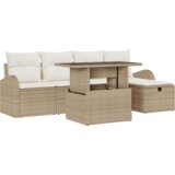  Set od 6 komada vrtnog sofa s jastučićima bež poli ratan | shoptok.hr