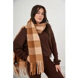 Kesi 6073 Women's camel scarf + beige cene