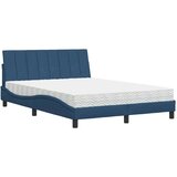  Postelja z vzmetnico moder 120x200 cm blago, (21829433) | Shoptok.si