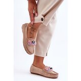 Boto Stylish Suede Moccasins with Decorations Beige Delima | Shoptok.si