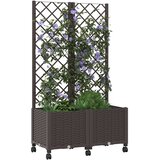 Vrtni saksija s rešetkom i kotačima Smeđa 80 x 40 x 146 cm PP | shoptok.hr