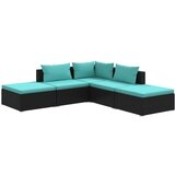 The Living Store Vrtna sedežna garnitura 5-delna z blazinami poli ratan črna - Vrtna Sedežna Garnitura, (21461142) | Shoptok.si