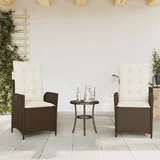 vidaXL Nastavljivi vrtni stoli 2 kosa z blazinami rjav poli ratan