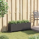 vidaXL Vrtno korito s kolesi in 3 lonci črna 107x32x38 cm poli ratan | Shoptok.si