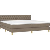  box spring s madracem LED smeđesivi 200x200 cm tkanina | shoptok.hr