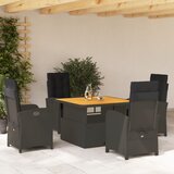  The Living Store Vrtna jedilna garnitura 5-delna z blazinami črn poli ratan - Vrtna Jedilna Garnitura, (21469773) | Shoptok.si