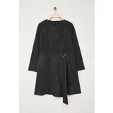 Trendyol Curve Anthracite Tweed Buckle Accessory Long Sleeve Woven Plus Size Dress Cijene