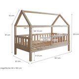 MID.YOU Postelja V Obliki Hiše Kay, 80x160, Bor, Masivna | Shoptok.si