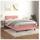 vidaXL Box spring postelja z vzmetnico roza 120x200 cm žamet Cene