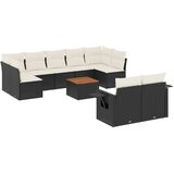  10-dijelni set vrtnih sofa s jastucima crni od poliratana | shoptok.hr