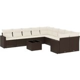 vidaXL 11-dijelni set vrtnih sofa od poliratana s jastucima smeđi | shoptok.hr