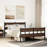 Maison Chic Kovinski Posteljni okvir - Dvoposteljna postelja - Zakonska postelja brez vzmetnice rjavi hrast 150x200 cm, (21695286) | Shoptok.si