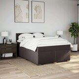 vidaXL Box spring postelja z vzmetnico temno rjava 140x200 cm blago | Shoptok.si