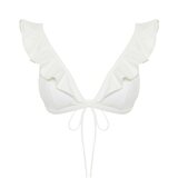 Trendyol Ecru Triangle Frilly Bikini Top | shoptok.hr