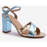 Boto Eco Leather Sandals with Block Heel in Blue-Gold Abilica | shoptok.hr
