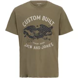 Jack & Jones Plus Majica 'FONNE' svijetlosiva / maslinasta / crna
